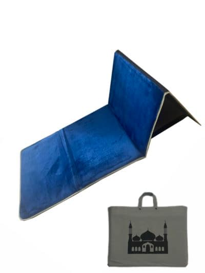 Tapis de prière pliable avec dossier – BLEU FONCEE